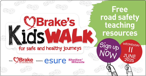Graphic showing the Brake kids walk logo and other company partners