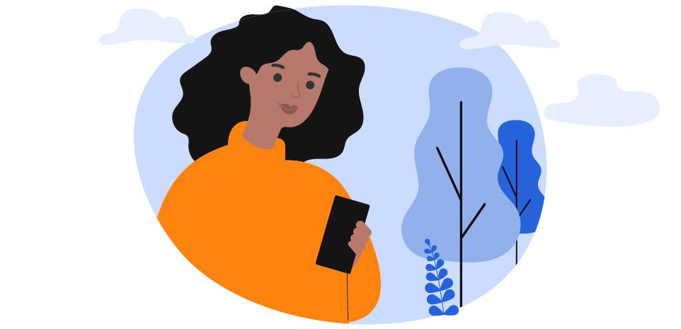 illustration of a lady looking at her mobile phone